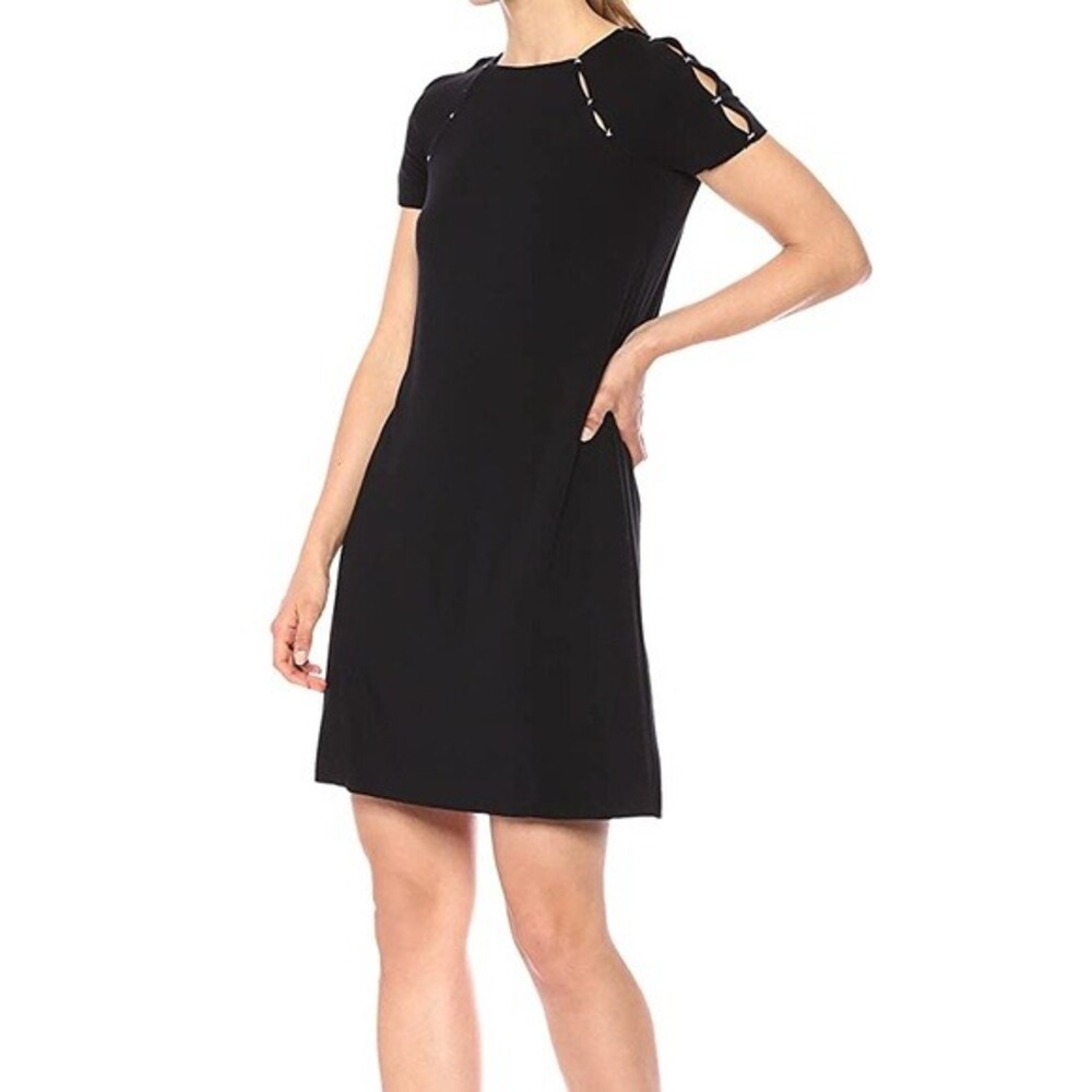 Bailey 44 Dress Black Dust Up Black Short Sleeve Jersey T-Shirt Extra Small Mini